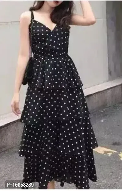 Fashionable Designer polka dot frill dress for women-thumb0