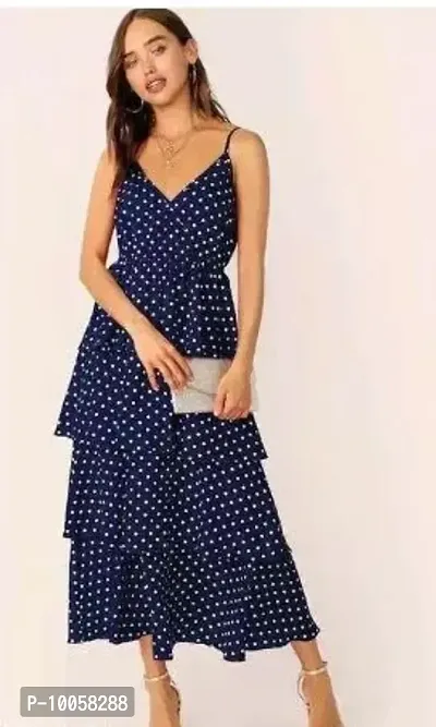 Fashionable Designer polka dot frill dress for women