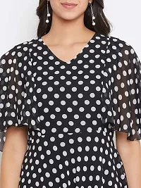 Beautiful Polka Dot Print Georgette Dress For Women-thumb1