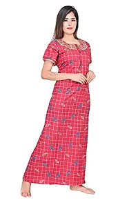 LOODY'S Women's Cotton Printed Maxi Nightgown (LD169_Pink _Free Size)-thumb1