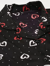 LOODY'S Women's Abstract Heart Print Night Dress | Women Satin Night Suit |Top and Pyjama Set for Girls-thumb1