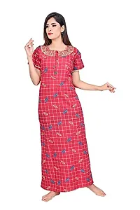 LOODY'S Women's Cotton Printed Maxi Nightgown (LD169_Pink _Free Size)-thumb2