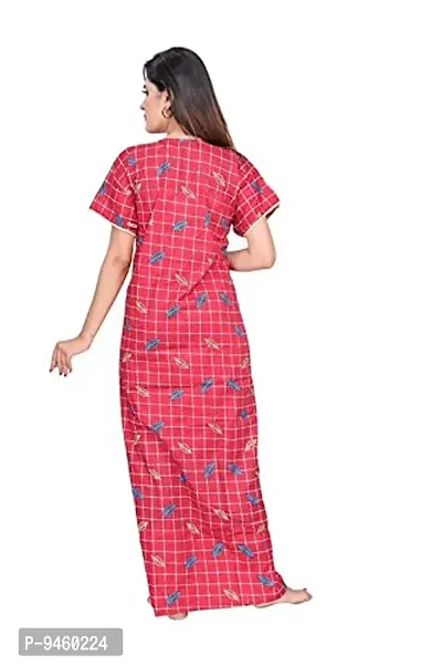 LOODY'S Women's Cotton Printed Maxi Nightgown (LD169_Pink _Free Size)-thumb5