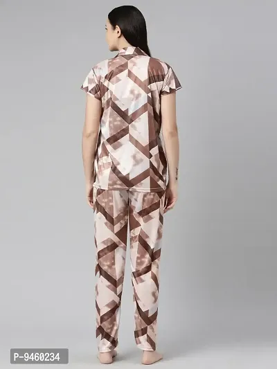 LOODY'S Women's Abstract Print Night Dress | Women Satin Night Suit |Top and Pyjama Set for Girls-thumb5