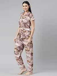 LOODY'S Women's Abstract Print Night Dress | Women Satin Night Suit |Top and Pyjama Set for Girls-thumb2