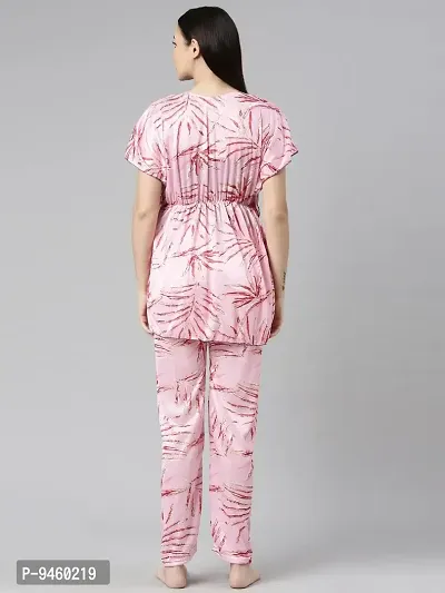 LOODY'S Women's Abstract Print Night Dress | Women Satin Night Suit |Top and Pyjama Set for Girls-thumb5