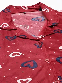LOODY'S Women's Abstract Heart Print Night Dress | Women Satin Night Suit |Top and Pyjama Set for Girls-thumb1