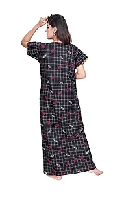 LOODY'S Women's Cotton Printed Maxi Nightgown (LD168_Black _Free Size)-thumb4