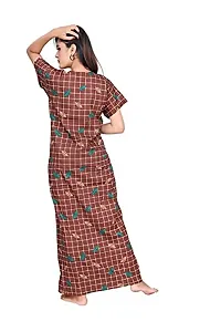 LOODY'S Women's Cotton Printed Maxi Nightgown (LD167_Brown _Free Size)-thumb4