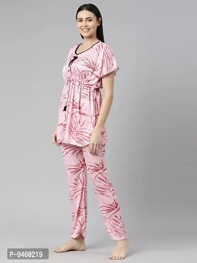 LOODY'S Women's Abstract Print Night Dress | Women Satin Night Suit |Top and Pyjama Set for Girls-thumb3
