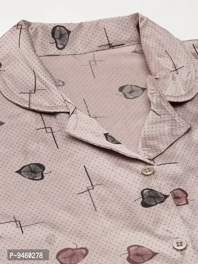 LOODY'S Women's Abstract Heart Print Night Dress | Women Satin Night Suit |Top and Pyjama Set for Girls-thumb2