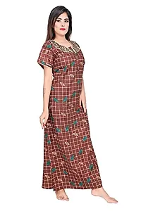 LOODY'S Women's Cotton Printed Maxi Nightgown (LD167_Brown _Free Size)-thumb1