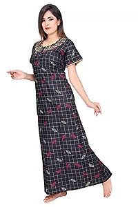 LOODY'S Women's Cotton Printed Maxi Nightgown (LD168_Black _Free Size)-thumb1