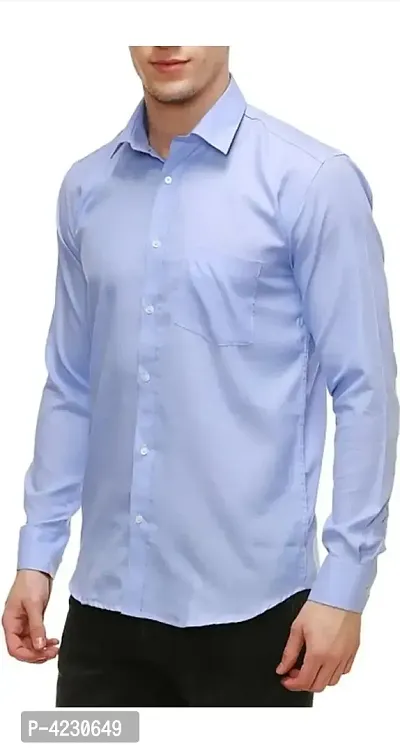 Stylish Cotton Slim Fit Full Sleeves Casual Shirt For Men( Blue)-thumb3