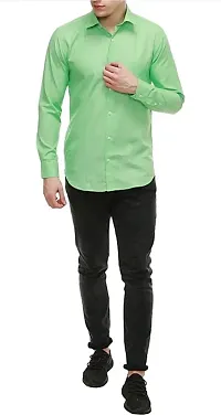 Stylish Cotton Slim Fit Full Sleeves Casual Shirt For Men (Green)-thumb3