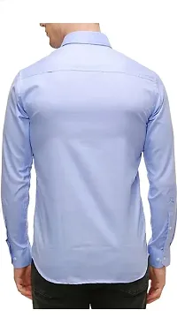 Stylish Cotton Slim Fit Full Sleeves Casual Shirt For Men( Blue)-thumb1