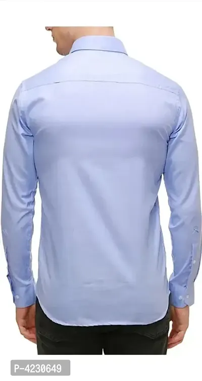 Stylish Cotton Slim Fit Full Sleeves Casual Shirt For Men( Blue)-thumb2