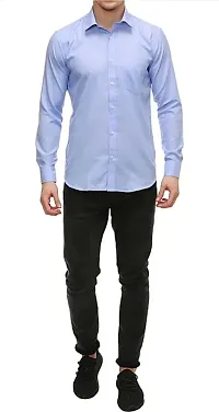 Stylish Cotton Slim Fit Full Sleeves Casual Shirt For Men( Blue)-thumb3