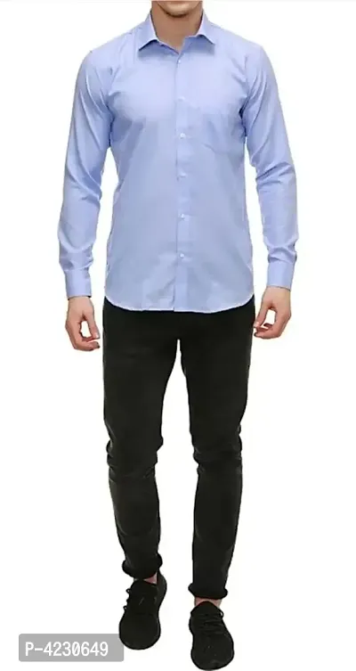 Stylish Cotton Slim Fit Full Sleeves Casual Shirt For Men( Blue)-thumb4