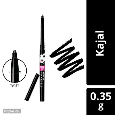 ELLE 18 Eye Drama Kajal, Super Black, Smudgeproof  Waterproof, 0.35 G, Matte Finish PACK OF 2-thumb2