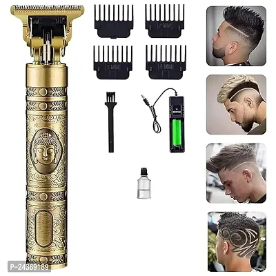 rimmer Men Professional Buddha Style Rechargeable Cordless Hair Beard Clipper Shaver For Menrsquo;s Adjustable Blade For Close Cut Precise Multi Grooming Kit, Face, Head and Body Trimmer (Gold)-thumb0