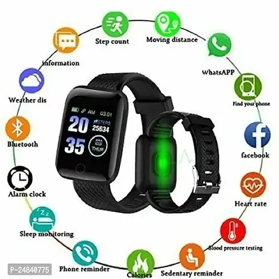 ID116 Black Smartwatch for Men, Women and Kids - Fitness Smart Band Activity Tracker |Sleep Monitor | Step Tracking | Heart Rate Sensor-thumb0