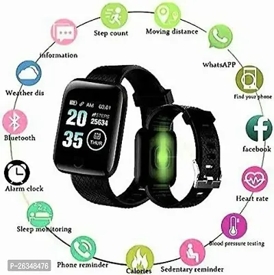ID116 Smart fitness band for sports Smartwatch  (Black Strap, Free size)-thumb0