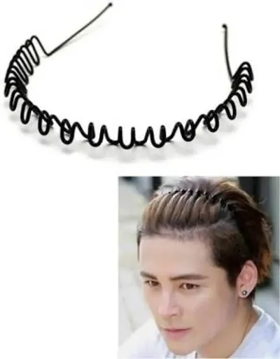 Zigzag Wave Metal Hairband Zig Zag Hair Band for Men and Women, Black