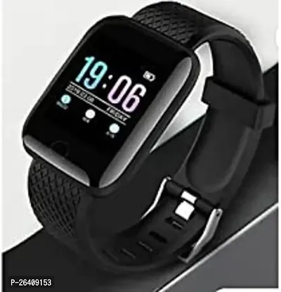 ID116 Smartwatch (Black Strap, Free size)-thumb0