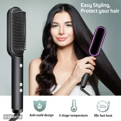 Hair Straightener Brush For Girls Anti-Scald Hair Straightener Brush For Girls Electric Heated Comb Quick hair style Tool, Travel, Professional Salon at Home 909 hair straightener brush-thumb3