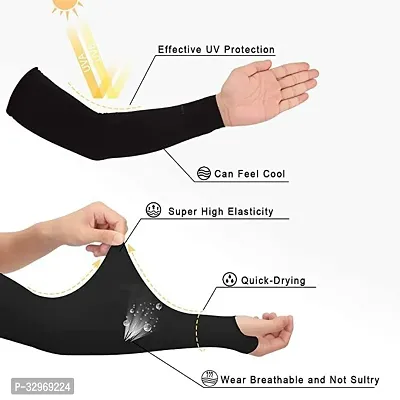 UV Protection Lets Slim Cooling Arm sleeves Cover for Men Women (Black, Full Hand Arm Sleeves)-thumb3