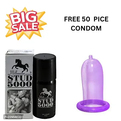 BUY SPRY WITH 50 CONDOM FREE Millinium Stud 5000 Delay Spray For Men (20ml) PACK OF 1 PICE