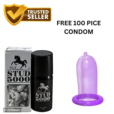 BUY SPRY WITH 100 CONDOM FREE Millinium Stud 5000 Delay Spray For Men (20ml) PACK OF 1 PICE