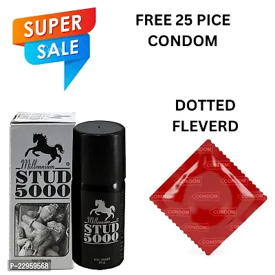 BUY SPRY WITH 25 PICE DOTTED FALVRD CONDOM  FREE Millinium Stud 5000 Delay Spray For Men (20ml) PACK OF 1 PICE-thumb0