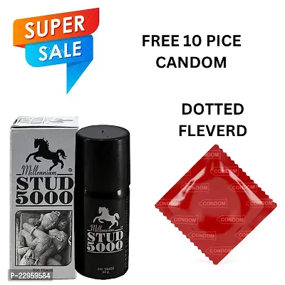 BUY SPRY WITH 10 PICE DOTTED FALVRD CONDOM  FREE Millinium Stud 5000 Delay Spray For Men (20ml) PACK OF 1 PICE