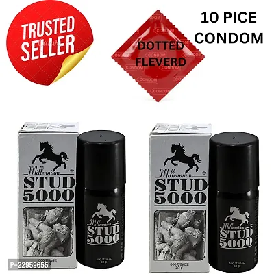 BUY SPRY WITH 10 PICE DOTTED FALVRD CONDOM  FREE Millinium Stud 5000 Delay Spray For Men (20ml) PACK OF 2 PICE SPRY