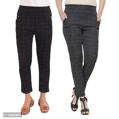 Women's Slim Fit Cotton Blend Jeggings, Black  Grey, Combo, Size, 28 Multicolour-thumb0