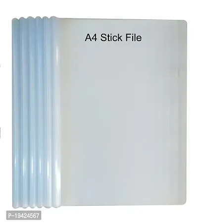 Shining Zon Stick File Folder Report Sliding Bar Cover Strip File for A4 Paper Display Matt Finish White Transparent - (Pack of 10)-thumb0