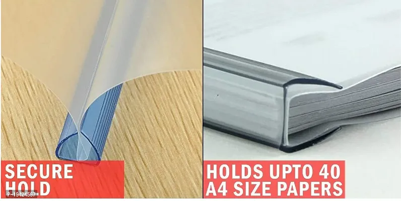 Shining Zon Stick File Folder Report Sliding Bar Cover Strip File for A4 Paper Display Matt Finish White Transparent - (Pack of 10)-thumb5