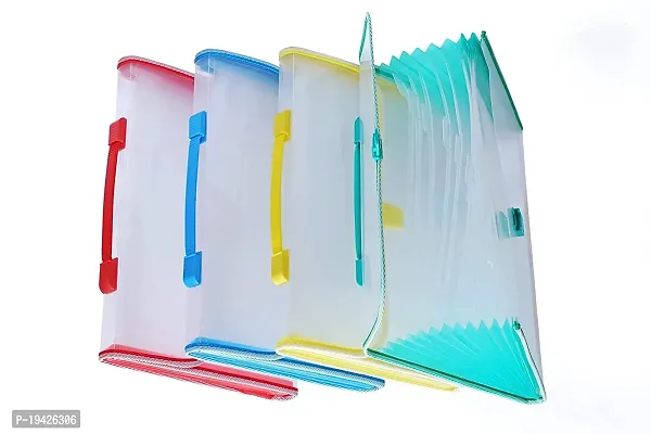 Shining Zon Transparent 13 Pockets Expanding File Folder, for Document A4/ Fs/Legal Paper Size File Organizer with Handle Multicolor (Pack of 1)-thumb4
