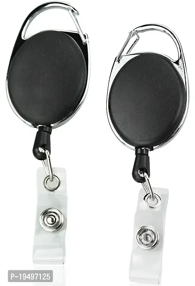 Buy Shining Zon Oval Shape Retractable Yoyo Clip For Id Card Holder With  Metal Stainless Steel Frame Key Chain (set Of 2, Black) Online In India At  Discounted Prices