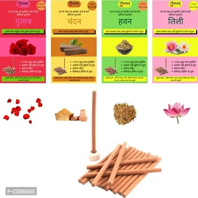 4 IN 1 GULAB-CHANDAN-HAVAN-LILY Dhoop 100 Premium Organic Dhoop Sticks Herbal Natural Panchgavya Dhoop Incense with Incense holder Bambooless Charcoal Freenbsp;nbsp;(100, Set of 1)