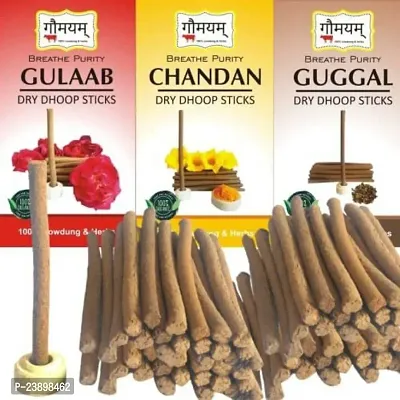 Herbal Dhoop Batti 4 in 1 Organic Dhoop sticks Natural Pooja Dhoop eco pack Gulab, Chandan, Guggal-thumb0