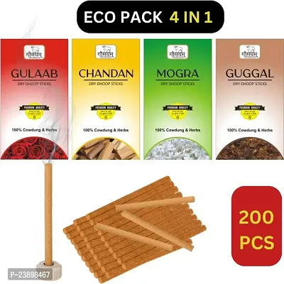 Herbal Dhoop Batti 4 in 1 Organic Dhoopsticks with free stand Cow Dung dhoop Gulab Dhoop 200 Pcs