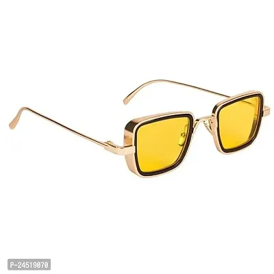 Fabulous Yellow Plastic Oval Sunglasses For Men-thumb0