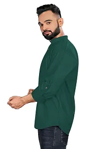 Akshay SYNTEX Mens Casual Solid B-Green Stitched Kurtas, Cotton Regular Short Kurta for Men, Regular Fullslevee with Mandarian Collar Kurta Shirts for Adults, Button Type (Color B-Green Size: M)-thumb2