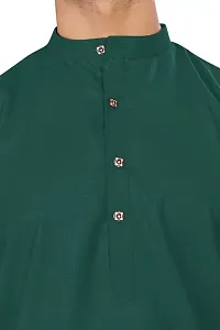 Akshay SYNTEX Mens Casual Solid B-Green Stitched Kurtas, Cotton Regular Short Kurta for Men, Regular Fullslevee with Mandarian Collar Kurta Shirts for Adults, Button Type (Color B-Green Size: M)-thumb3