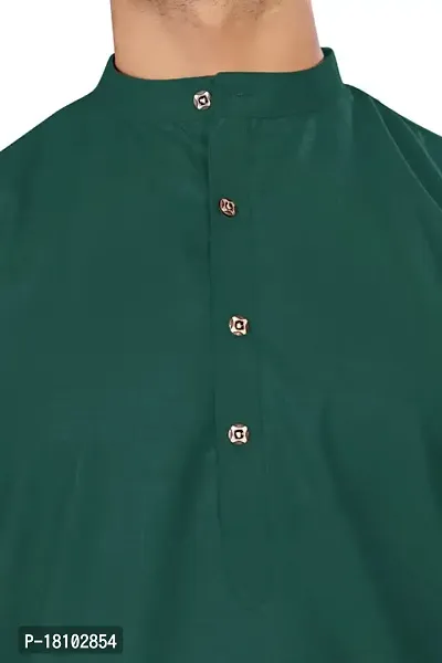 Akshay SYNTEX Mens Casual Solid B-Green Stitched Kurtas, Cotton Regular Short Kurta for Men, Regular Fullslevee with Mandarian Collar Kurta Shirts for Adults, Button Type (Color B-Green Size: M)-thumb4