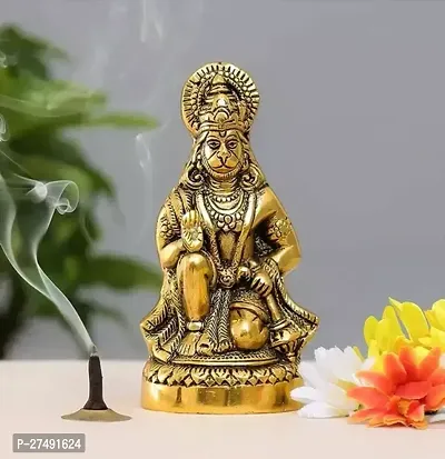 Metal Hanuman Ji Murti Bajrangbali Murti Idol Decorative Showpiece-thumb0