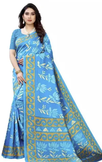 Stylish Linen Slub Print Saree With Blouse Piece